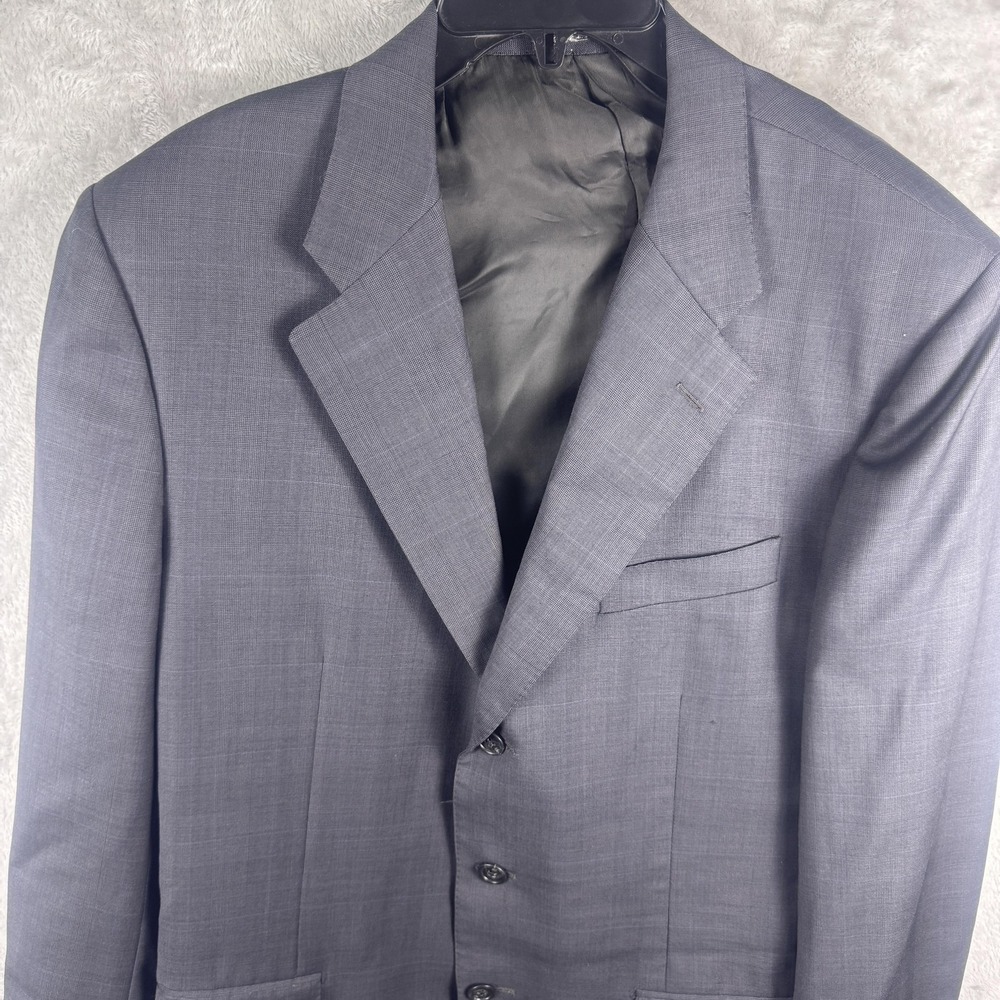Corneliani Blazer Mens 52L(EU)‎ 42L Gray Check Super 120s Wool Made Italy Coat - Picture 2 of 12